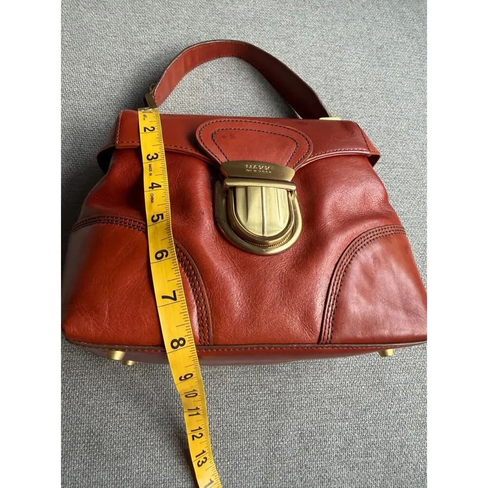 Vintage Maxx New York Hand Purse Leather Cognac Buckle Classic